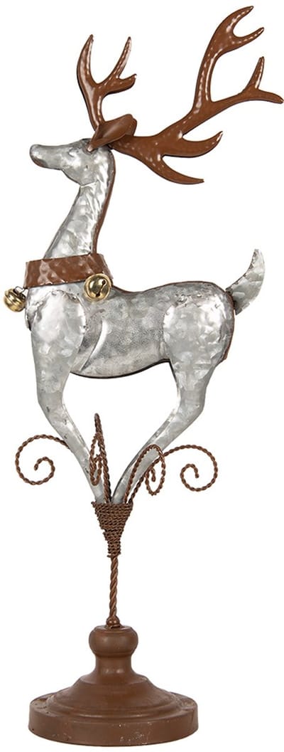 Clayre & Eef Decoratie Beeld Hert 24x24x68 cm Grijs Metaal