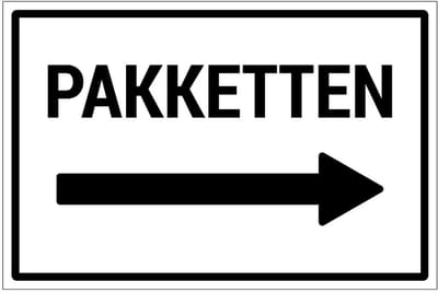 Pakketten rechts bord | gecoat dibond materiaal | 30 x 20 cm