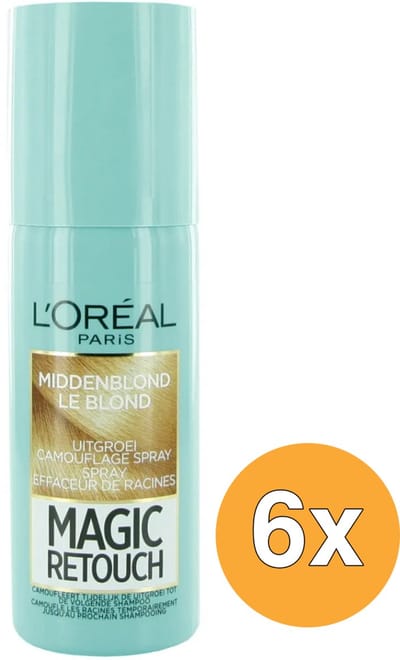 L'Oréal Paris Magic Retouch Middenblond Camouflerende Uitgroeispray Voordeelverpakking - 6 x 75ml