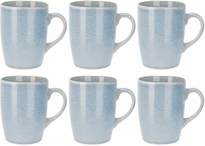Siaki Koffiemok / theemok Faye - lichtblauw - set 6x - 340 ml - mokken - kerammiek - tas