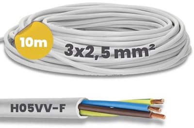 Flexibele 3-aderige Stroomkabel H05VV-F 3 x 2,5 mm² - PVC Binnenkabel voor Apparaten