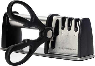 Unyqoos ® Veelzijdige 4-in-1 Handmatige Messenslijper voor Scharen en Messen met Recht Lemmet
