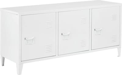TV meubel Kotka 113x40x58 cm staal met 3 deuren wit [en.casa]