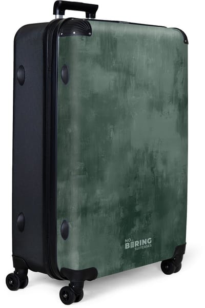 NoBoringSuitcases.com® - Koffer groot - Reiskoffer lichtgewicht - Groene betonlook - Rolkoffer met 4 wielen - Grote trolley XL - 98 - 100 liter bagage