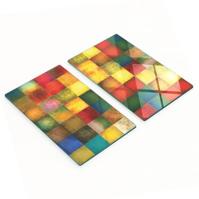 Decoratieve snijplanken van gehard glas met geometrisch patroon, 2x30x52 cm
