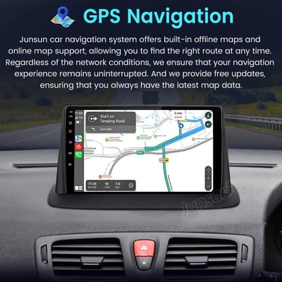 Junsun Android 15 Autoradio Geschikt Voor Renault Megane 3 2008-2016 Accessoires, Draadloze CarPlay & Android Auto met bluetooth, 9 inch IPS Touchscreen, GPS-Navigatiesystem - 2GB+64GB, WIFI, USB, FM, DAB+, DSP, RDS, Quad-core processor