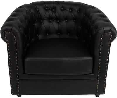 Clayre & Eef Fauteuil met Armleuning 80x75x72 cm Zwart Kunstleer