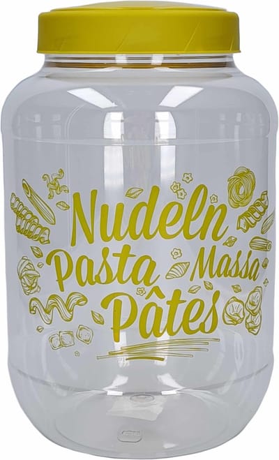 Pasta voorraadpot/bewaarpot groene deksel 3700 ml kunststof - 15,5 x 25 cm - Macaroni/spaghetti bewaren