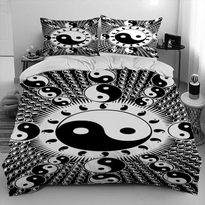 3D Chinese Tai Chi Bagua Yin Yang Beddengoedset, Dekbedovertrek Bedset Quiltovertrek Kussensloop, King Queen Size Beddengoedset Volwassen Jongens 70x133cm 2pcs