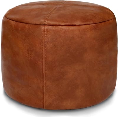 Poefhoes Kunstleer - Voetenbank Ottomaans - Zelf Vullen - Handgemaakt Vakmanschap - 42x32 cm - Bruin