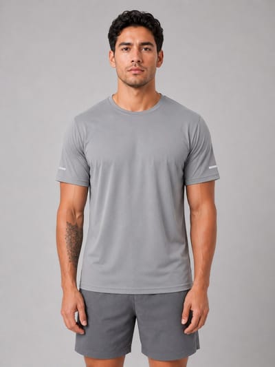 SparkNine Ironlite sport t-shirt heren met reflecterende strepen - XS - grijs - zweetbestendig - lichtgewicht & sneldrogend