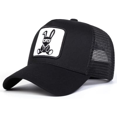 Casquettes en Filet de Baseball Broderie Lapin Dessin Animé Unisexe Printemps Été Extérieur Réglables Casquettes Décontractées Casquette Hip Hop Casquette Anti-Soleil gray