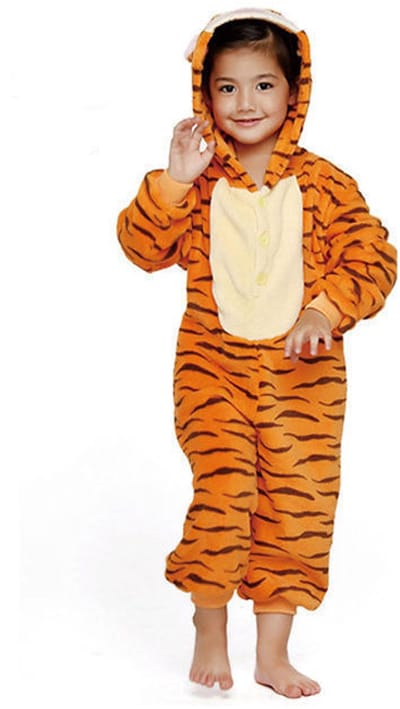 KIMU® Onesie Tijgertje Pak Kostuum Oranje - Maat 110-116 - Tijger Tijgerpakje Pyjama Jumpsuit Kinder Pakje - Panter Luipaard Jongen Meisje Festival