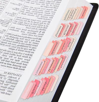 75 Bijbel Tabs in Roze, Grote Print Stickers voor het Vinden van Bijbelverzen, Ideaal voor Vrouwen en Bijbelstudie, Perfect voor Organisatie en Inspiratie
