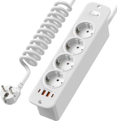 Inbouw Stekkerdoos met USB-C PD 20W en Schakelaar - Intrekbaar en 4-Weg