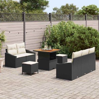 vidaXL - Tuinbank - Set - 8 - st - 7-Aantal - zitplaatsen - Zwart - en - Crème