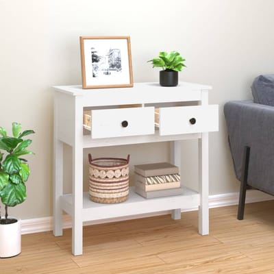 vidaXL - Wandtafel - 75x35x75 - cm - massief - grenenhout - wit