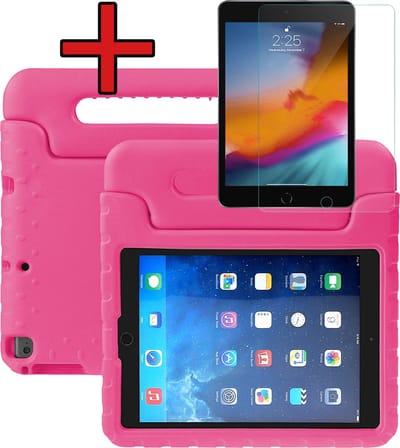 Hoesje - Geschikt voor Apple iPad Air 3 (2019) - 10.5 inch - 3e Generatie - Met Screenprotector - Kinderhoes - Shockproof Bumper - Kidsproof Case - Tablethoes - Kinder Hoes Cover - Roze