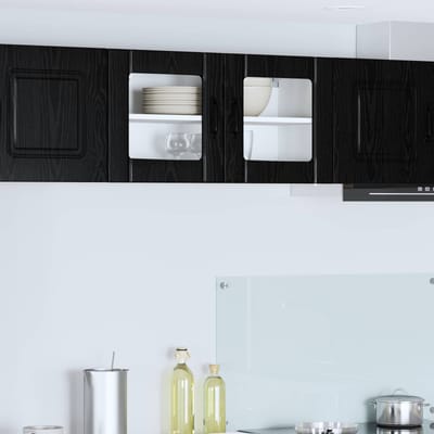 vidaXL - Wandglas - Kasten - LUCCA - Zwart - eiken - 80 - x - 31 - x - 40 - cm - Bewerkt - hout