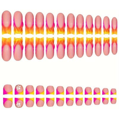 48 stuks Vierkante Nagels Teennagel Stickers Nepnagels, Oranje Franse Manicure, Minimalistische Stijl Glanzend Volledige Dekking Voor Vrouwen Meisjes Dagelijks Gebruik Nagelbenodigdheden 48pcs