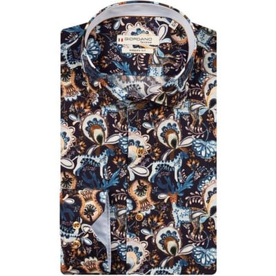 Giordano Overhemd Maggiore Fantasy Paisley Deer Bells Pattern Navy-Multi / male