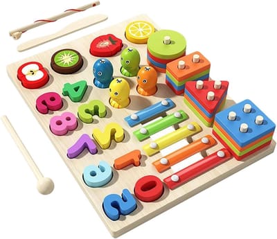 Educatief spel - Vormen en cijfers - Vroege ontwikkeling - Interactief en duurzaam - 30 x 30 x 5 cm