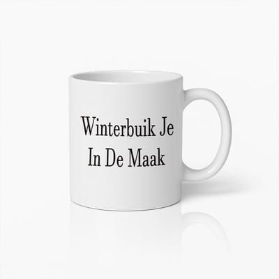 Grappige Nederlandse Tekstmok – “Winterbuik Je In De Maak” – 330ml Keramische Koffiebeker – Humoristisch Cadeau voor Winter & Feestdagen
