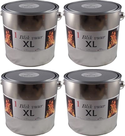 Tuinfakkel vuur verlichting in blik - 4x - 16,5 x 15 cm - 6-12 branduren - Zweedse fakkel - Vuurblik - Tuinkaars - Tuinverlichting tuinfakkels