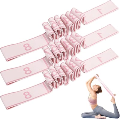 Drie-delige weerstandsbanden set met nummers, elastische training hulpmiddelen voor stretchen, yoga en pilates, ideaal voor zowel beginners als gevorderden