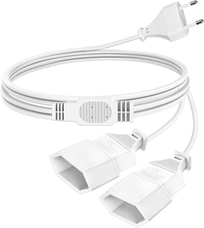 Verlengsnoer met Platte Stekker, 3 m, Ideaal voor TV, PC en Monitor, Veilig en Ruimtebesparend, 250V Power Kabel