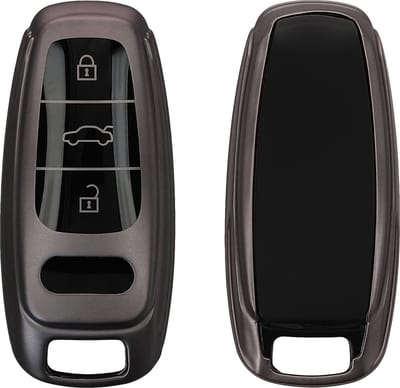 kwmobile autosleutel hoesje geschikt voor Audi A6 A7 A8 Q7 Q8 3-knops autosleutel Keyless hoes - TPU autosleutel behuizing - Beschermende auto sleutel case - Sleuteletui in mat zwart / zwart