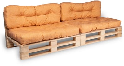 Bananair - Palletkussens 2x Set - Tuinkussens voor Palletbank - 2x Zitkussen 120x80x15 cm & 2x Rugkussen 120x40x15 cm - Oranje