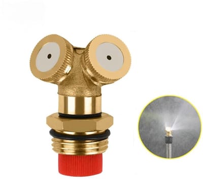 Messing vernevelingsmondstuk - Volledig koperen sproeier met twee sproeikoppen - 1/2" NPT-buitendraad - voor tuinsproeiers, irrigatiekoppeling - set van 2 - Tuinirrigatiegereedschap - Landbouwsproeier