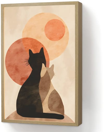Wandlamp 40x60 cm - Oplaadbaar - Katten - Zwart - Abstract - Cirkels - Wandlampen binnen woonkamer - Slaapkamer lamp - Decoratieve nachtlamp - Vloerlamp draadloos