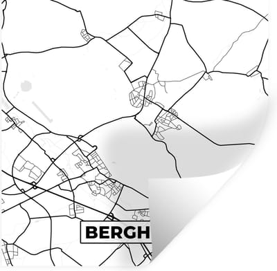 Muurstickers - Sticker Folie - Kaart - Plattegrond - Bergheim - Stadskaart - 100x100 cm - Plakfolie - Muurstickers Kinderkamer - Zelfklevend Behang XXL - Zelfklevend behangpapier - Stickerfolie
