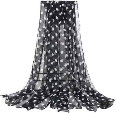 Vrouwelijke Georgette Sjaal met Polka Dots - Elegante Sjaal voor Elke Gelegenheid, Mode Accessoire en Trendy Outfit