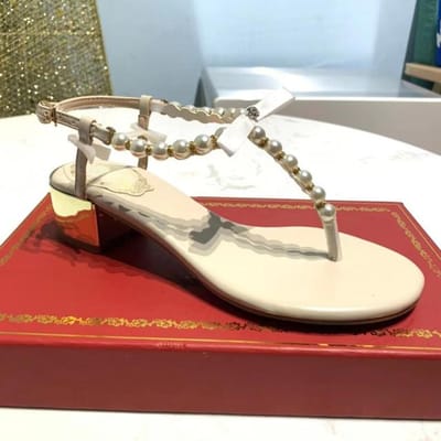 Dames Sandalen Nieuwe Blokhak Parel Teenslippers Vakantie Strass Middenhak Fee Online Sensatie Sandalen Dames Schoenen 35 gray