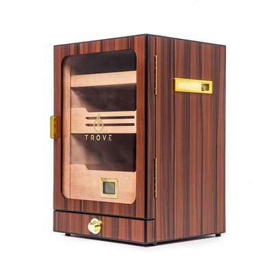 Trove Sigarenhumidor cederhout – Bruin 3 Laden, Hygrometer & LED, Humidor ruimte voor 150 Sigaren, (28×25×41 cm)