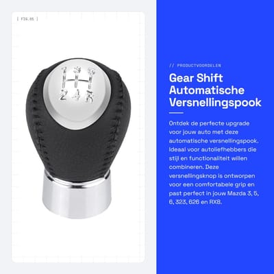 Dailygoods- Versnellingspook Knop 5 Versnellingen - Pookknop - Universeel - Geschikt voor Mazda 3/5/6/323/626/RX8 - Hoogwaardige Materialen - Eenvoudige Installatie - Versnellingsknop