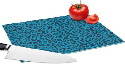 Glazen Snijplank - 28x20 - Panterprint - Blauw - Design - Dieren - Snijplanken Glas