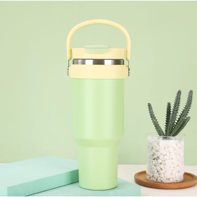 Tasse thermos simple et portable en acier inoxydable, grande capacité, double vide, avec paille, double tasse à boire 40oz