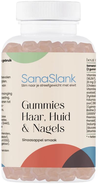SanaSlank Gummies Haar Huid Nagels 60st - Biotine 5000mcg - Plant Based - Sinaasappel
