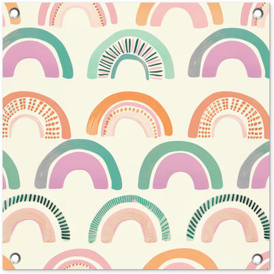 Tuinposter 50x50 cm - Tuindecoratie Regenboog - Pastel - Patroon - Poster voor in de tuin - Buiten decoratie - Schutting tuinschilderij - Tuindoek muurdecoratie - Wanddecoratie balkondoek
