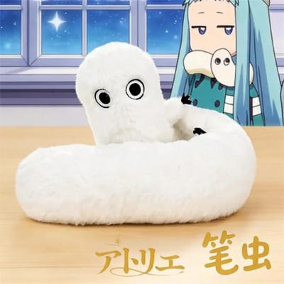 Zachte Pluizige Heksenhoed Atelier Borstel Worm Pluche Speelgoed Witte Buigbare Gevulde Pop Voor Manga Fans Huisdecoratie Cadeau Verzameling 40cm gray
