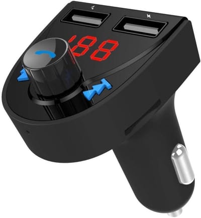 Auto FM-zender - Muziek Speler - Muziek Streamen - Dubbele USB poort - 12-24v - Zwart