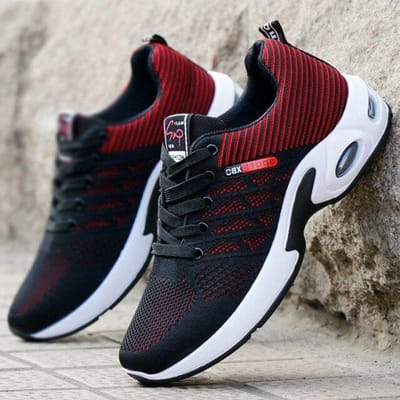 Casual Heren Hardloopschoenen Luchtkussen Ademend Heren Mesh Sport Wandelschoenen Comfortabele Atletische Trainers Zacht Vetersluiting 44