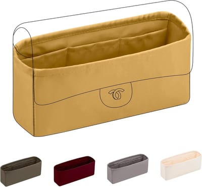 Silk Bag Organiser Insert voor Handtassen - Luxe Tas Organizer en Vormgever voor Flap Handbags (Biscuit, Medium 25)