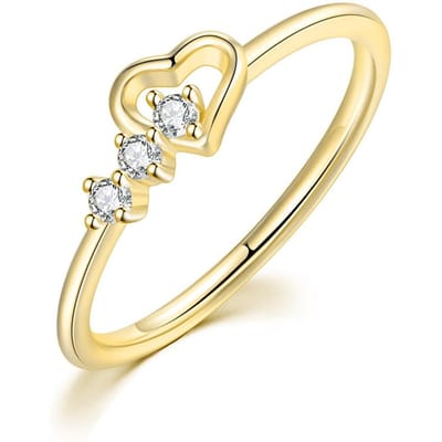 Romantische Hartringen Voor Vrouwen Vrouwelijke Roségoud Kleur Zirconia Schattige Feest Dagelijkse Vrouwen Midi Ringen Mode Sieraden R916 7 beige