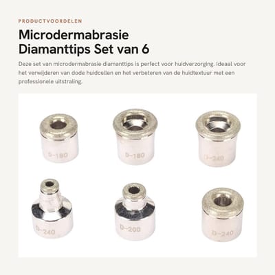 Dailygoods- Diamanttips 6 Stuks - Microdermabrasie Vervangende Tips - Huidverzorging - Peeling Gezicht - Professioneel Gebruik - Metaal