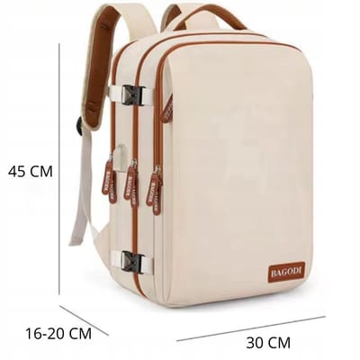 Handbagage rugzak 45x30x20 cm – USB & Schoenenvak – Geschikt voor EasyJet, Lufthansa, LOT & Meer – Beige